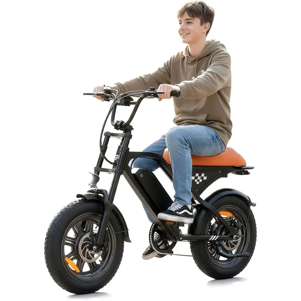

1500W Peak Motor Retro Electric Dirt Bike for Adults & Teens - 55 Mile Range, 20/16 Tires, 20MPH, Full Suspension, All-Terrain