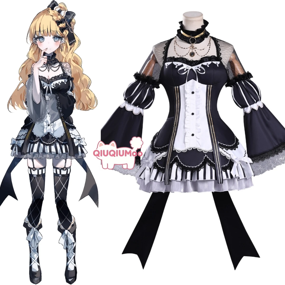 

Magical Girl Witch Trials Cosplay Costume Anime Saeki Millia Role Playing Cute Lolita Black Dress Outfit for Women Comic Con