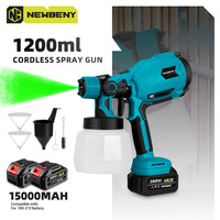 NEWBENY 1200ML Cordless Electric Spray Gun Efficient Auto Furniture Household Paint Sprayer Flow Control Tool For 18V Battery
