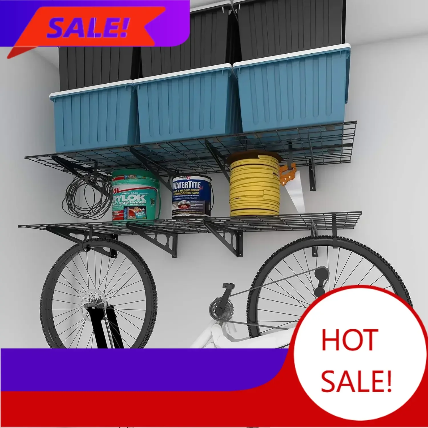 BestsellerBestsellerLowest Price 2-Pack 2x6ft Garage Shelving with Hooks 24-inch-by-72-inch Wall Shelf Garage Storage Racks Floa