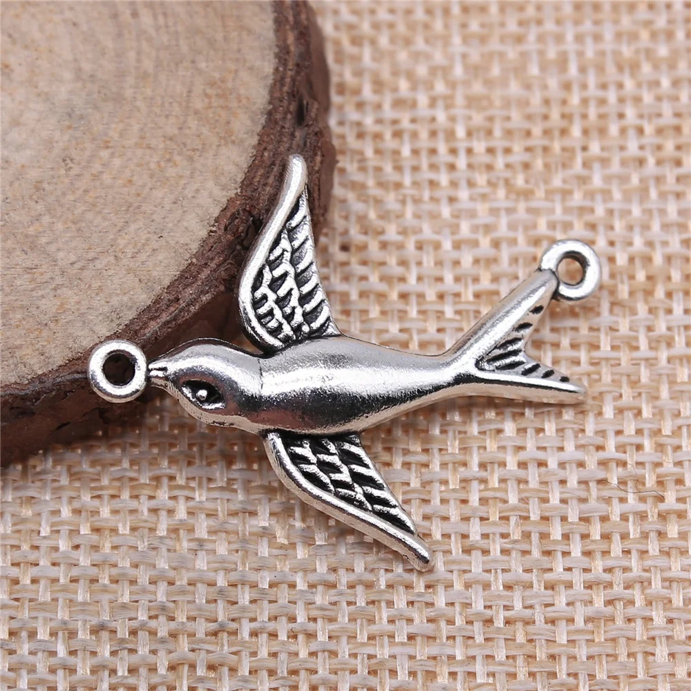 WYSIWYG 4pcs 37x29mm Swallow Bird Connector Pendants Swallow Connector Pendants For Jewelry Making Bird Connector Charm