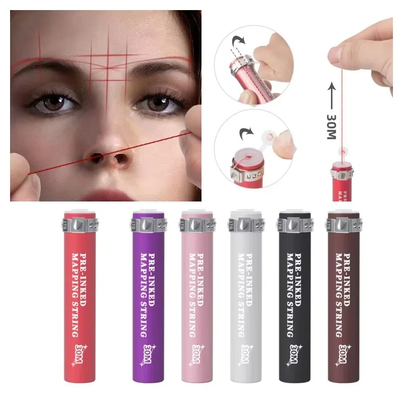 30M Mapping Pre-ink String Microblading Tattoo Brows Marker Line Positioning Tools Replaceable Cores Dyeing Thread Tools