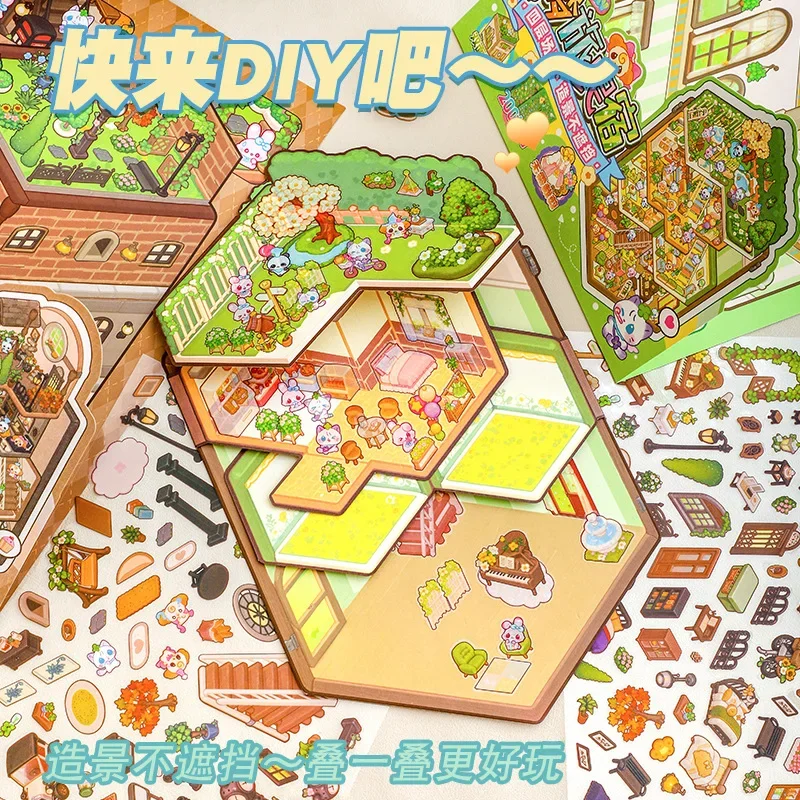 Juguetes clásicos 3D, pegatinas en miniatura grandes, paisaje de dibujos animados DIY para adultos y niños, regalo de cumpleaños de recompensa para aliviar el estrés