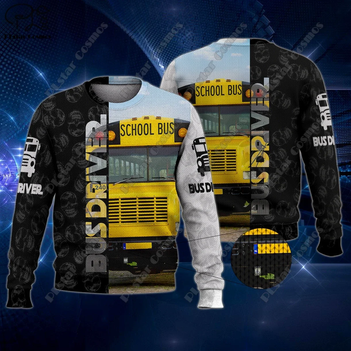 New Customized Name 3D Printing Car Series School Bus Truck Tractor Pattern Authentic Ugly Sweater Winter Casual Unisex Sweater