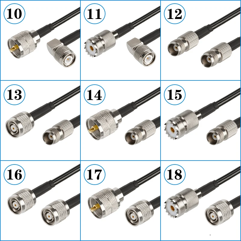 Kabel koncentryczny RG58 TNC męski do UHF męski łącznik żeński Pigtail kabel koncentryczny UHF do TNC do UHF linia kablowa męski 0.3M-30M