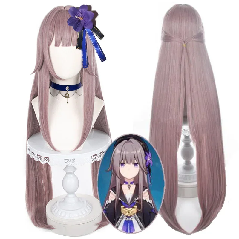 Long Herta Cosplay Wig Game Honkai: Star Rail Herta Grey Purple Wig Heat Resistant Synthetic Wigs +  Wig Cap