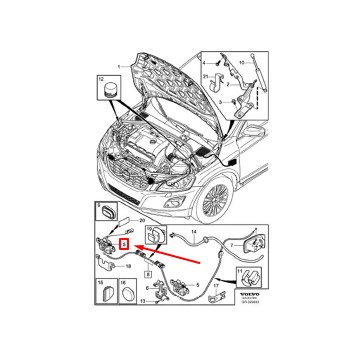 Car Engine Hood Lock Cabin Lock Door Lock Assembly for 2010-2017 Volvo S60 MK2 31356005