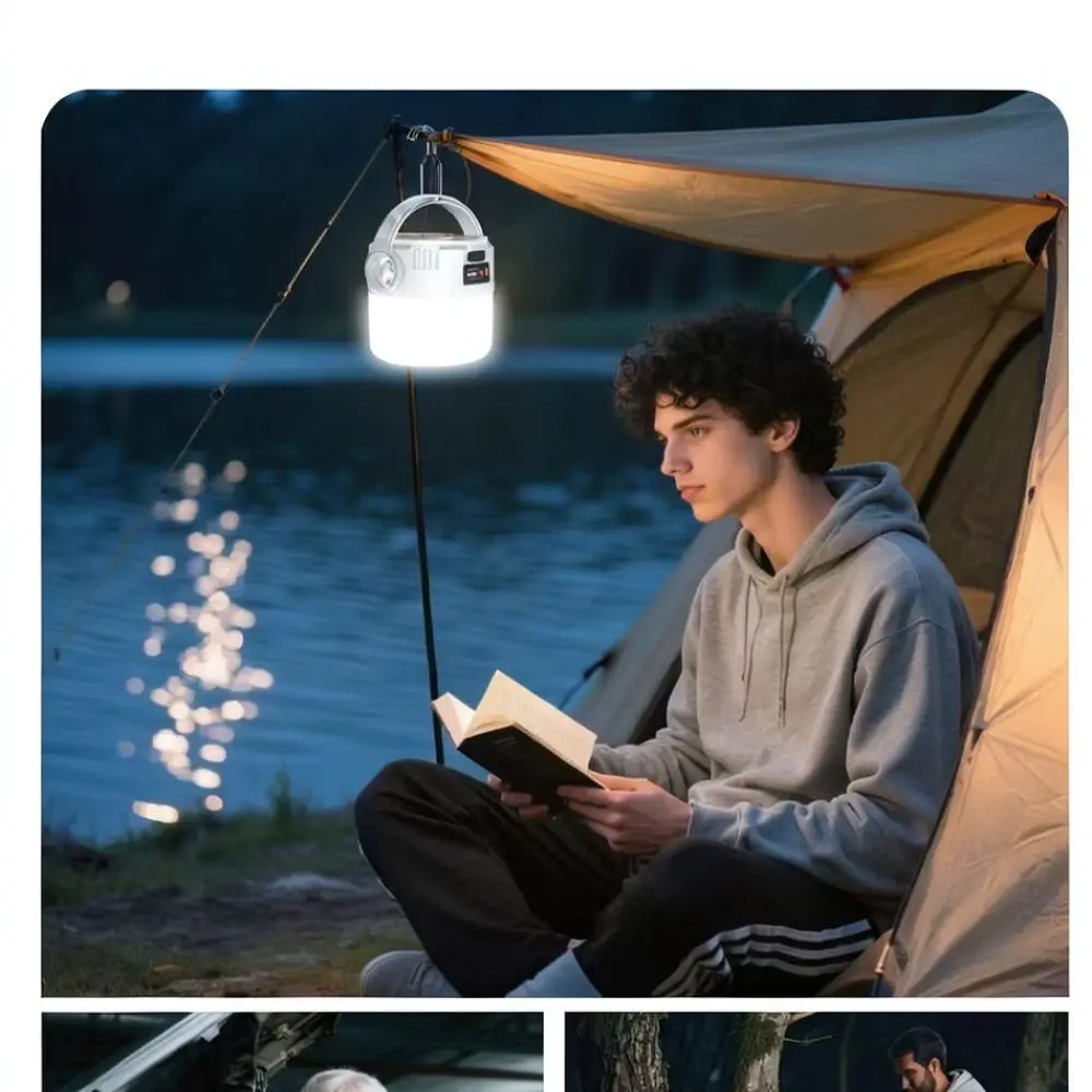 Outdoor Solar Camping Lantern Retro Style LED Tent Light Portable Hanging Lamp Rechargeable Atmosphere Lighting Gear