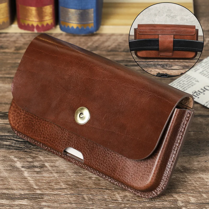 first-layer-cowhide-shaped-mobile-phone-waist-bag-suitable-for-69-inch-large-screen-genuine-leather-sports-waist-bag
