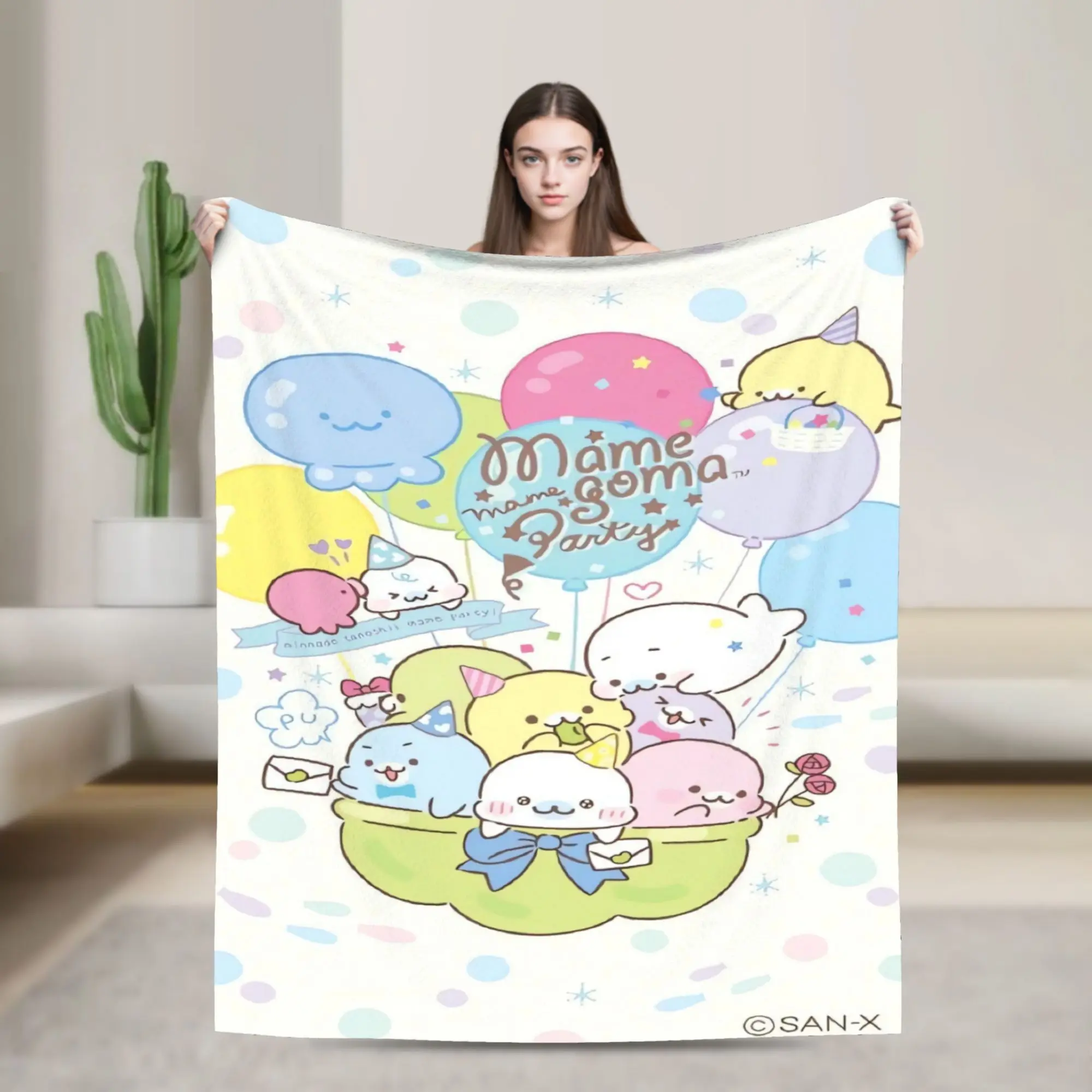 Soft Blanket Picnic CUTE M-Mamegoma Seal Anime Throw Blanket  Flannel Bedspread For Couch Chair Sofa Bed Street Sofa Bed Cover
