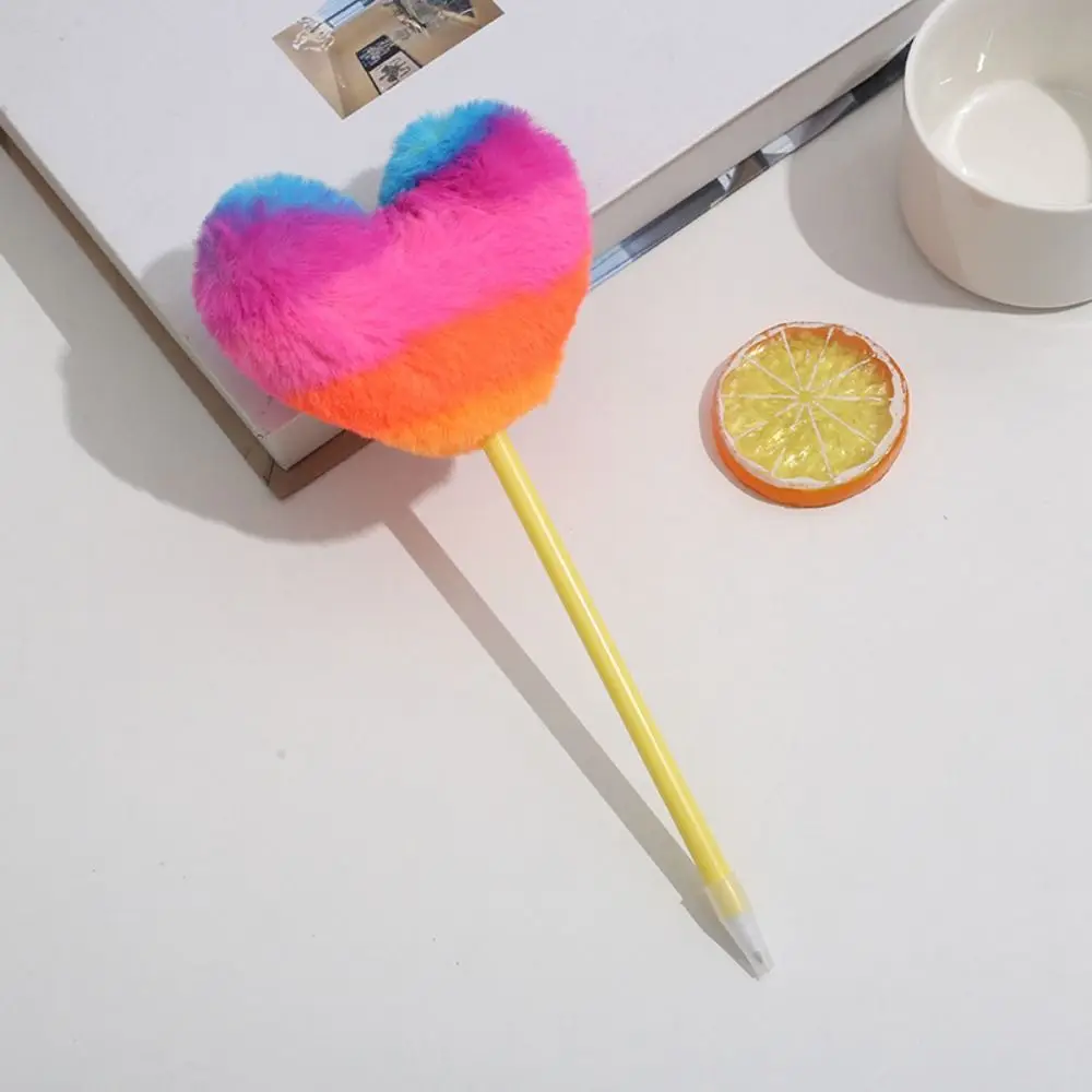 

Gradient Heart Shape Children's Plush Pen Neutral Gel Pen Signature Pen Plush Ballpoint Pen Writing Smoothly Handwriting