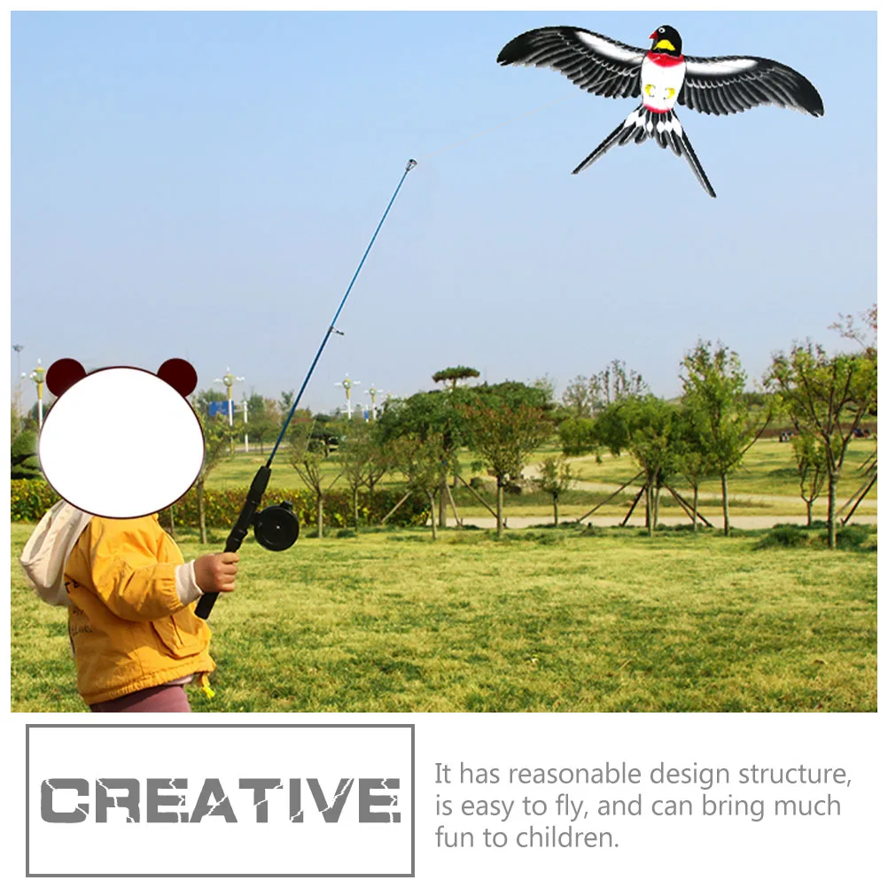 Angelruten-Drachen, Outdoor-Vogel-Design mit Angelrutenstruktur, lebendige Farben, glatte Flugleistung für Kinderspaß