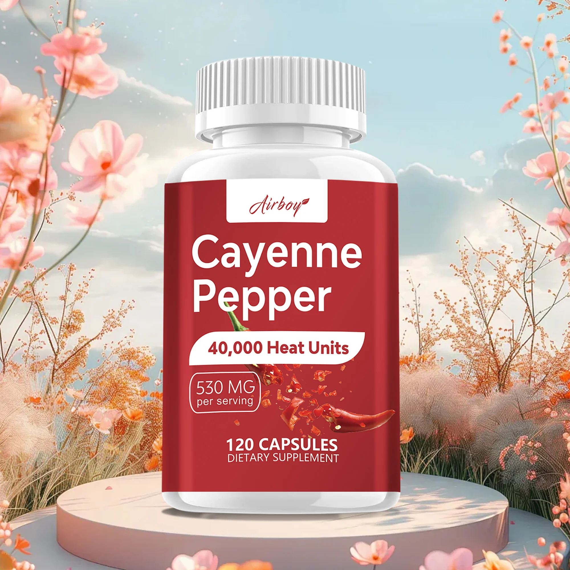 

Cayenne Pepper Capsules - Blood Circulation, Weight Management, Increases Energy, Supports Heart & Cardiovascular Health