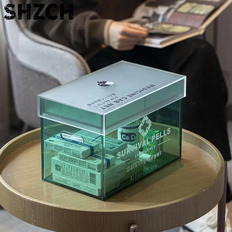 Acrylic Medicine Organizer Large Capacity First Aid Storage Box Portable Multilayer Pill Box Modern Home Hotel Medical Case