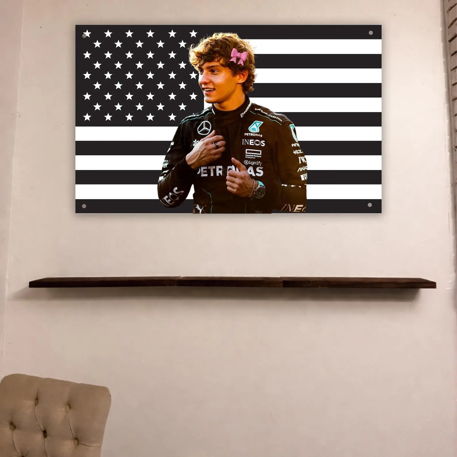 K-Kimi A-Antonelli Black American Flag Advertising Decoration Garage Flags for Bedrooms Outdoor Decors Bedroom Stuff Flaga Room