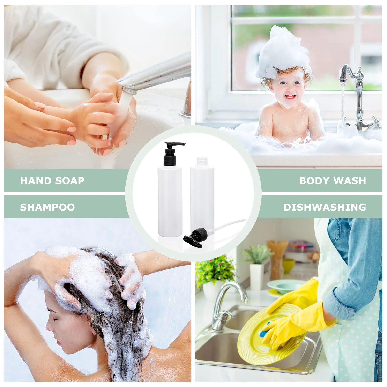 

5pcs 5 Travel Bottles High Quality Plastic Portable Lotion Bottles Empty Pump Shampoo Containers Toiletries Refillable Reusable