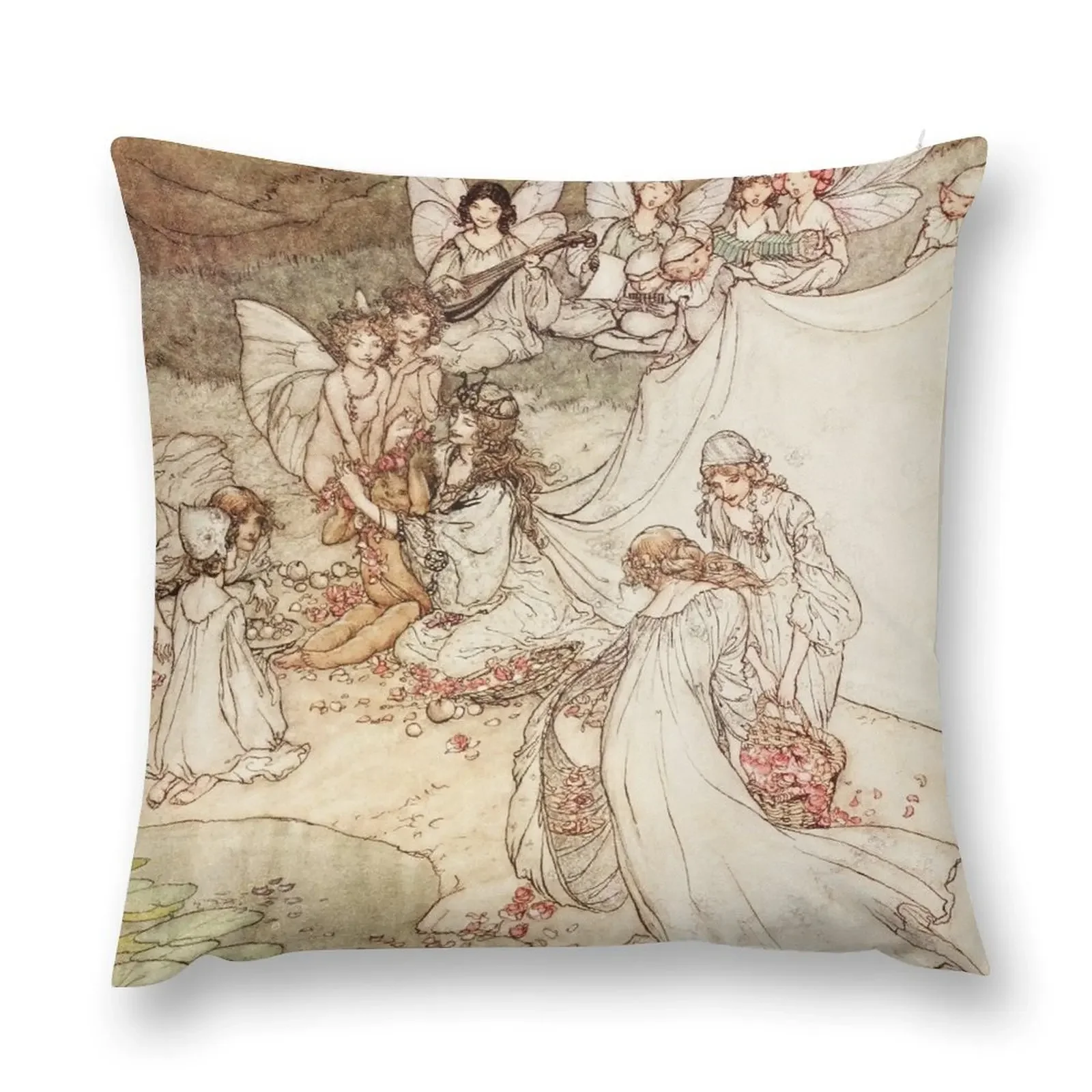 

Arthur Rackham- Sweet Changeling Throw Pillow Marble Cushion Cover anime girl luxury sofa pillows Christmas Pillowcase pillow