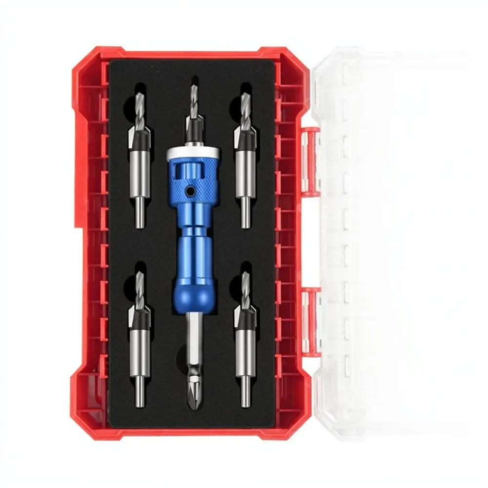 Adjustable Depth Countersink Bit Set Hex Shank Wood Drilling Tool For Carpentry Furniture Assembly Screw Hole Opener