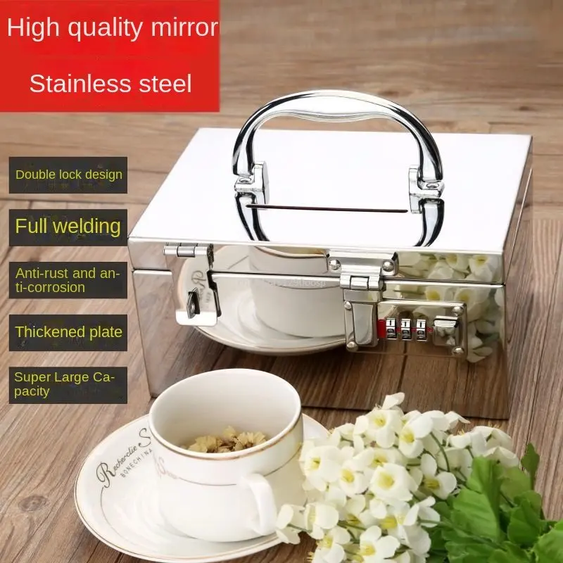 Portable Safe Piggy Bank Stainless Steel Convenient Storage Code Lock Children's Safe Piggy Bank Jewelry Box Children's Gift