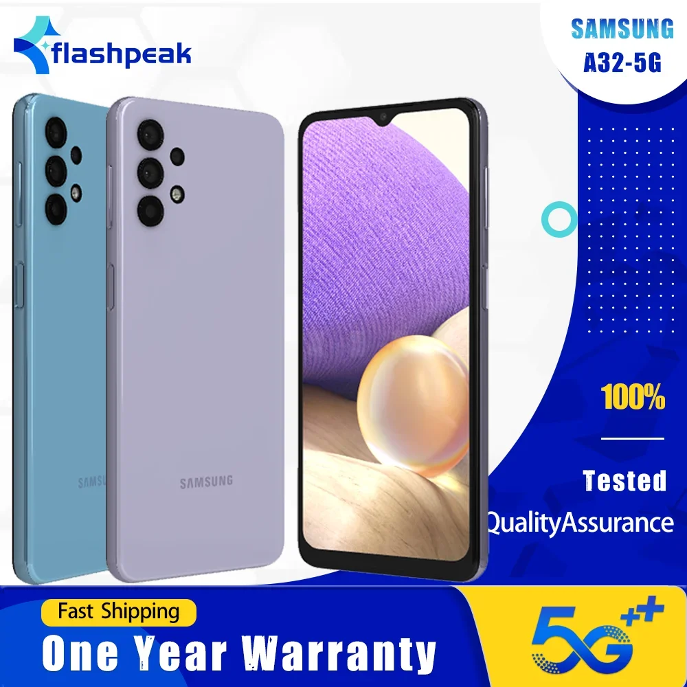 Original Samsung Galaxy A32 A326U 5G Mobile Phone NFC 4GB RAM 64GB ROM  6.5" 48MP+8MP+5MP+2MP+13MP Octa Core Android SmartPhone