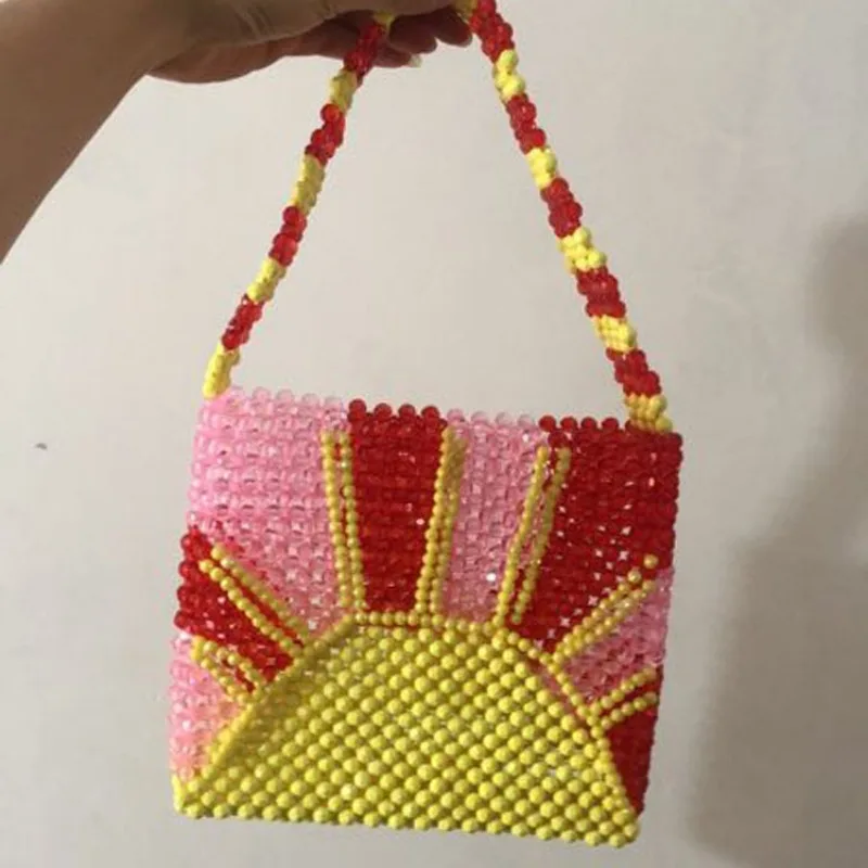 

Acrylic Handwoven Beaded Crystal Women's Bag New Ins Fashion Personalized Colorful Handheld Crossbody Bags Wallet Customizable