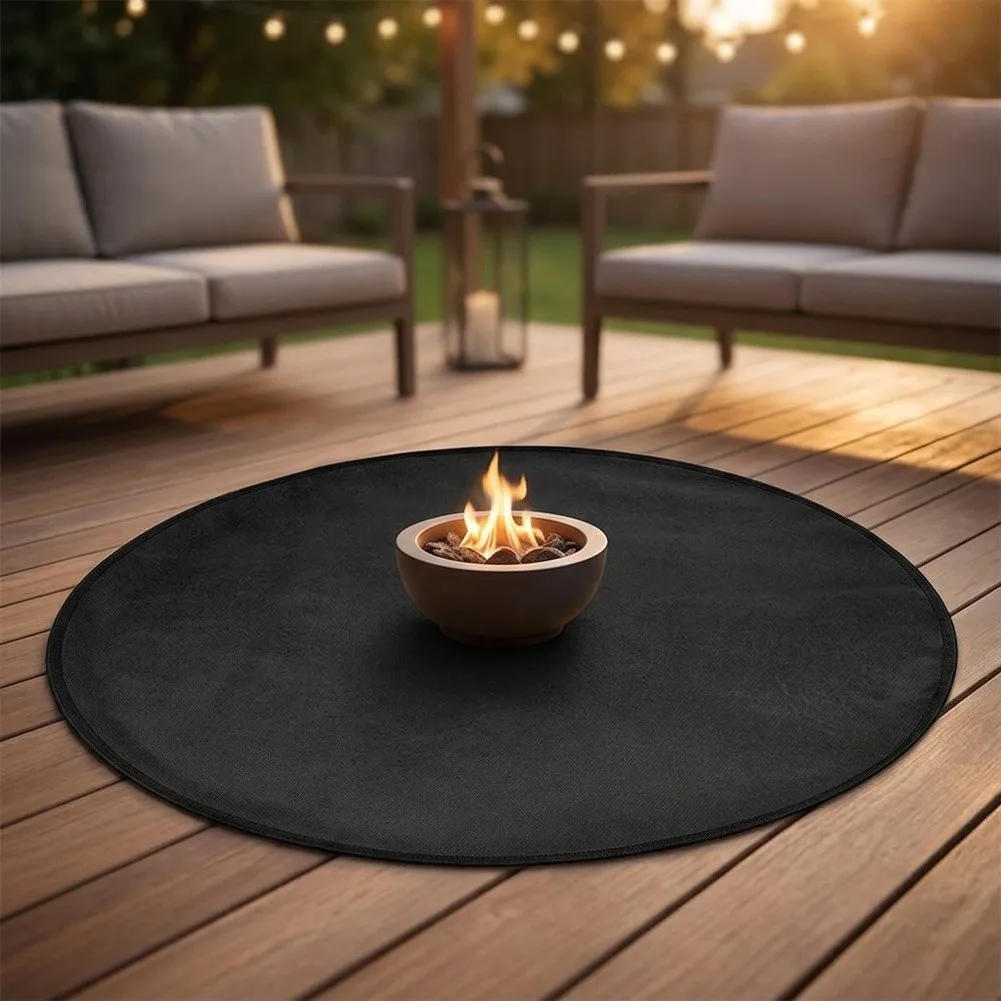 BBQ Fireproof Mat for Outdoor Use - Round Reusable Protector Designed to Withstand High Temperatures Near Fire Sources