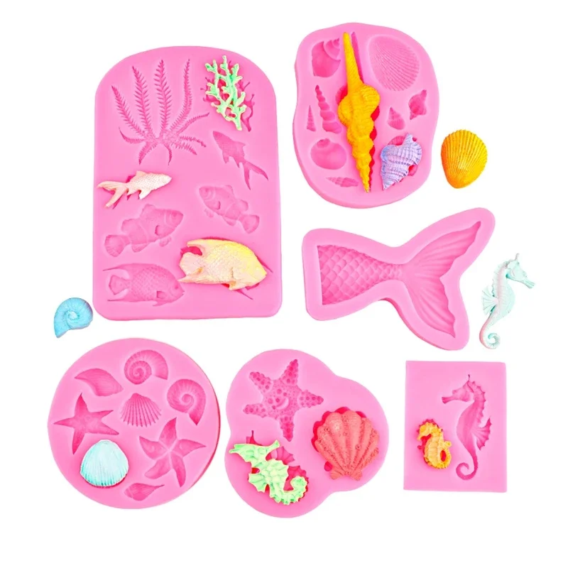 3D Marine Series Silicones Mold Conch Shape Fungus Cake Chocolate Candy Jelly Decoration Tool DIY Baking Clay Candy Molds