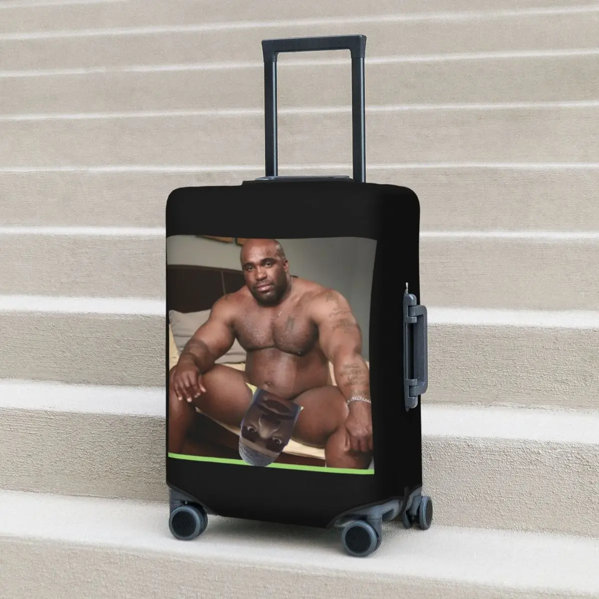 

Big Dick Black Guy Meme Barry Wood Suitcase Cover Protection Elastic Trip Luggage Protector Covers for 18-32 Inch
