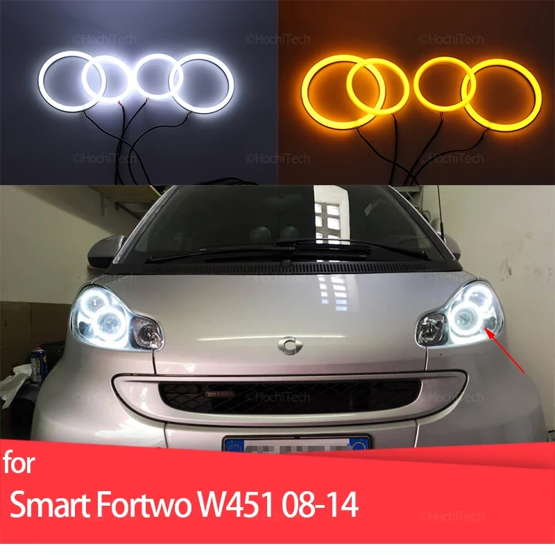 

Dual Color White Yellow Halo Rings Cotton Light LED Angel Eyes Kit For Brabus Smart Fortwo W451 Mk2 2008-2014 Car-styling