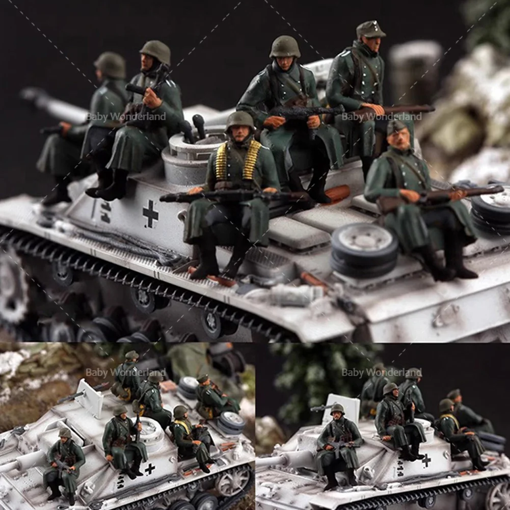 

1/72 Figures German Army Snow Winter Car Carrying 6 Soldiers Set Model Creative Photography Scene Dolls Car Toys