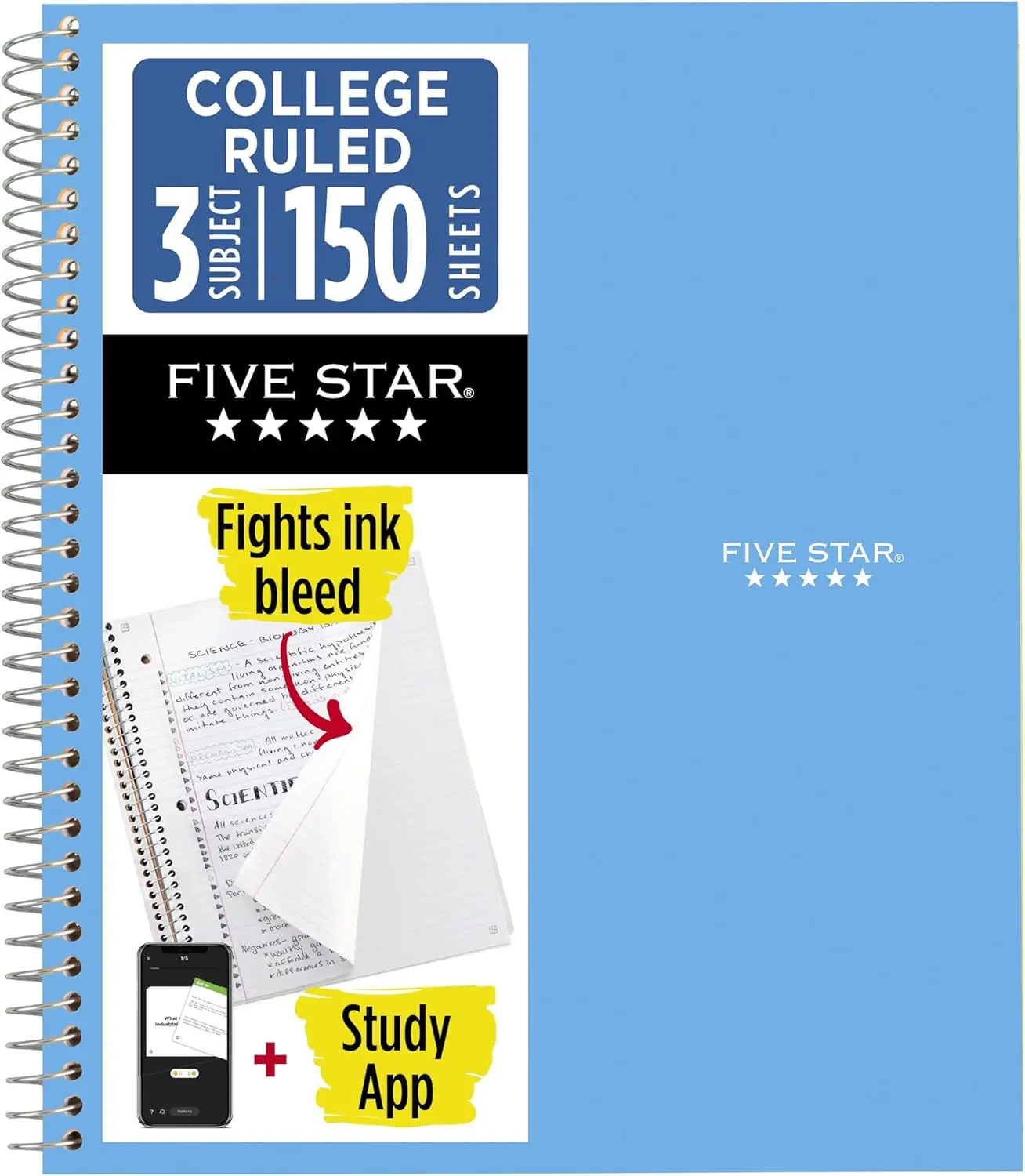 

3 Subject College Ruled Notebook 8.5x11 150 Sheets Blue