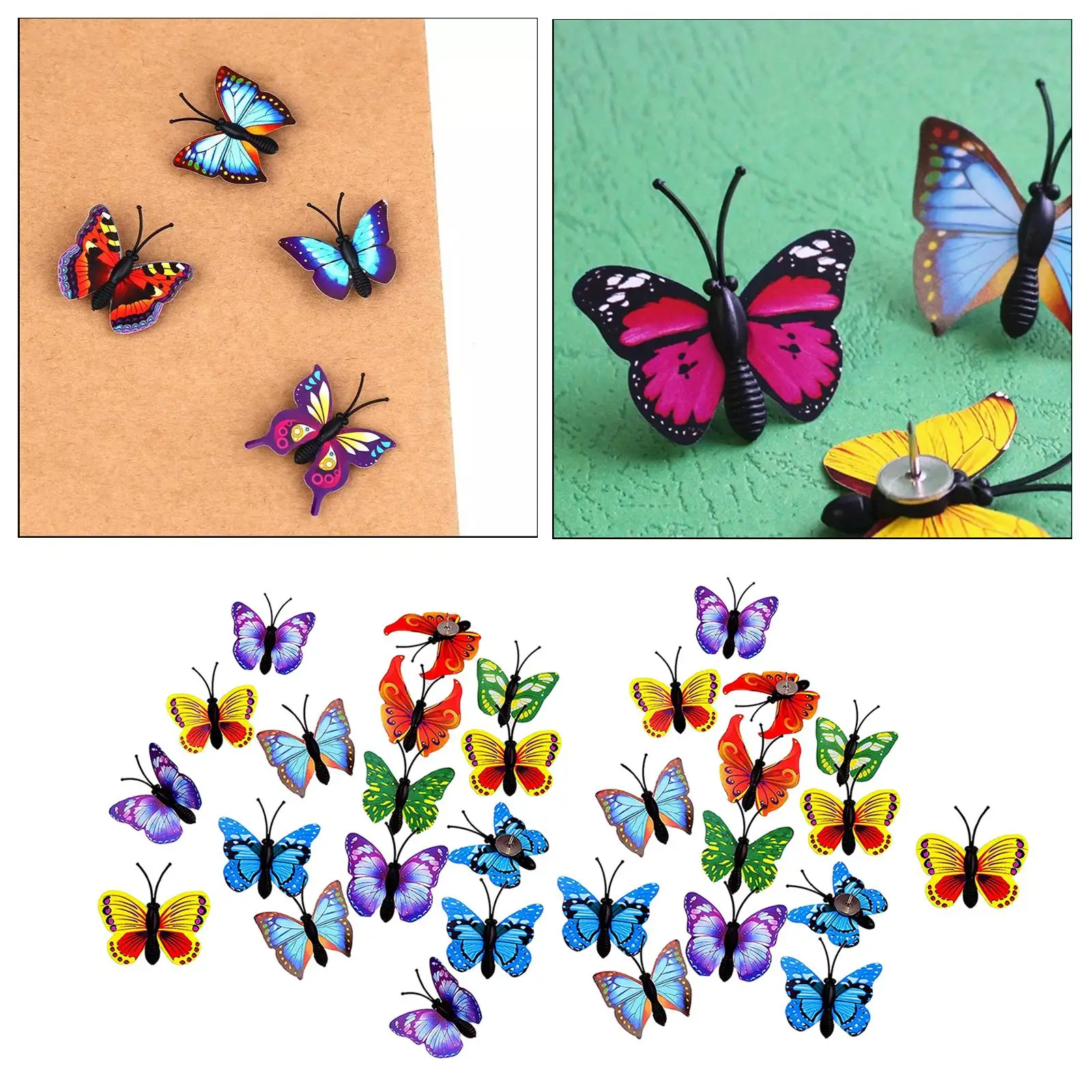 30pce Cute Butterfly Thumb Tack Marker Push Pin for Cork Boards Schedule