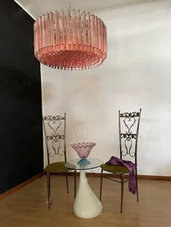 Round Pink Glass Chandelier Lighting 2024 Classic Kitchen Lustres Home Appliance Luxury Hanging Lamps for Living Room Table