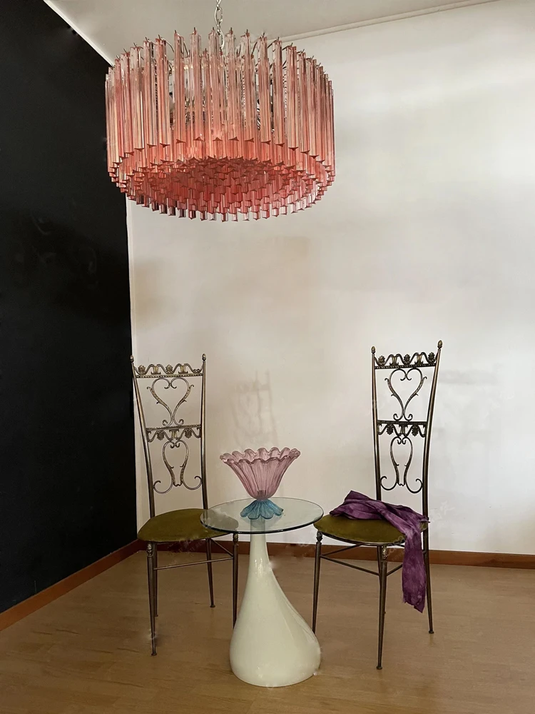 iluminacao de lustre de vidro rosa redondo lampadas suspensas de luxo lustres de cozinha classica eletrodomesticos mesa de sala de estar 2024 01