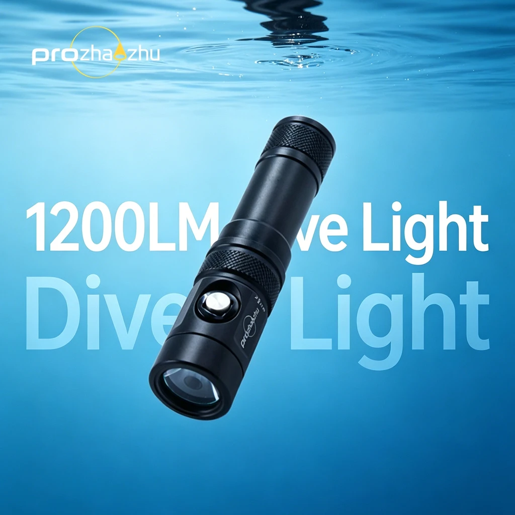 

PROZHAOZHU DL-B50 1200LM Professional Scuba Dive Light IP68 100M Waterproof USB-C Rechargeable 21700 Underwater Flashlight