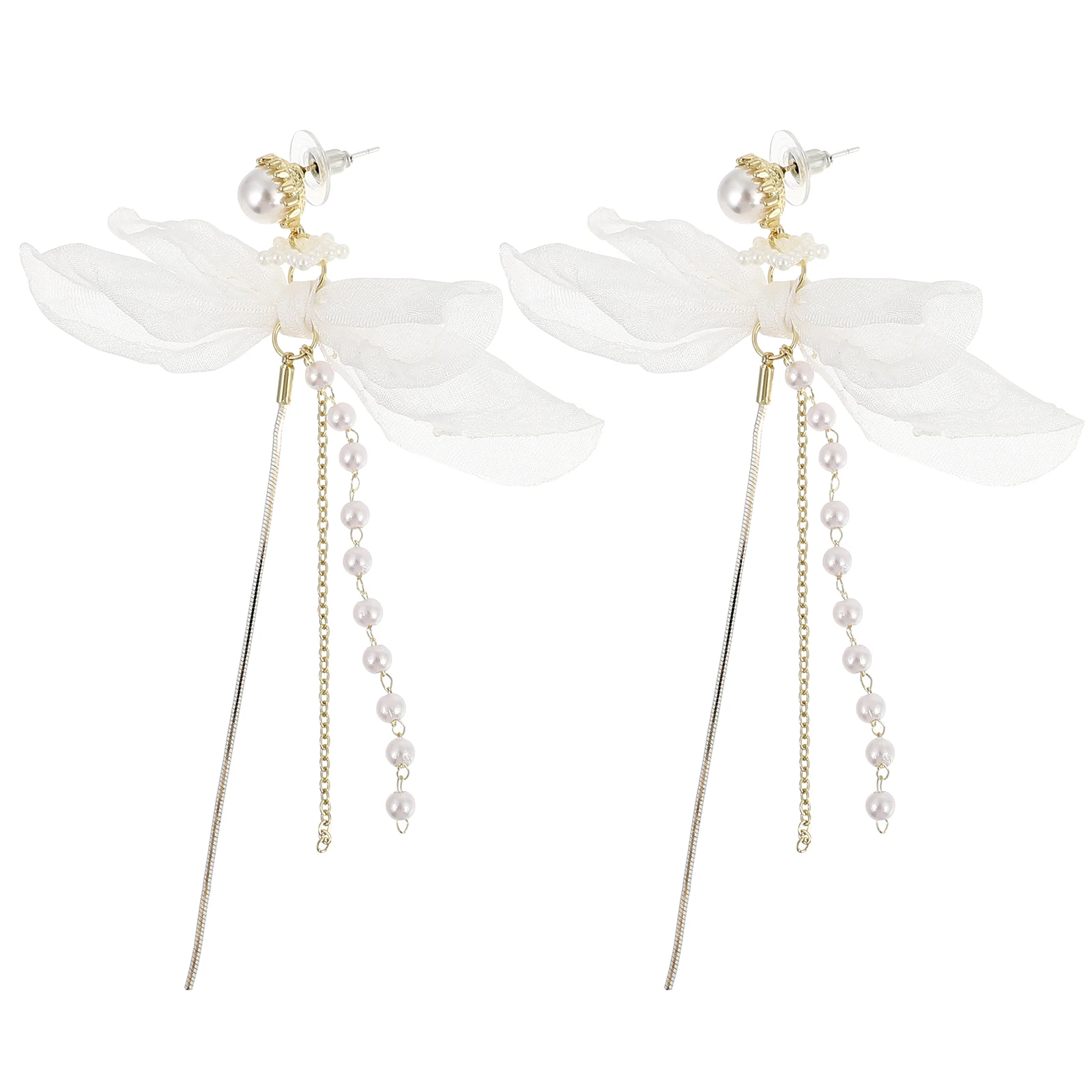 

Bow Pearl Earrings Tassel Jewelry Drop Dangle Fashionable Women Alloy Dangling Dainty