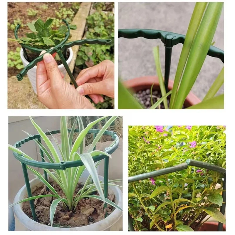 6-24sets Plant Support Stakes Cage Plie Flower Stand Holder Plastic Semicircle Green House Orchard  Rod Gardening Bonsai Tools