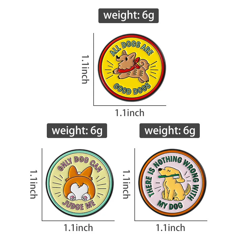 Animal Sweet Badge Cute Dog Brooch Three Different Fun Text Healing