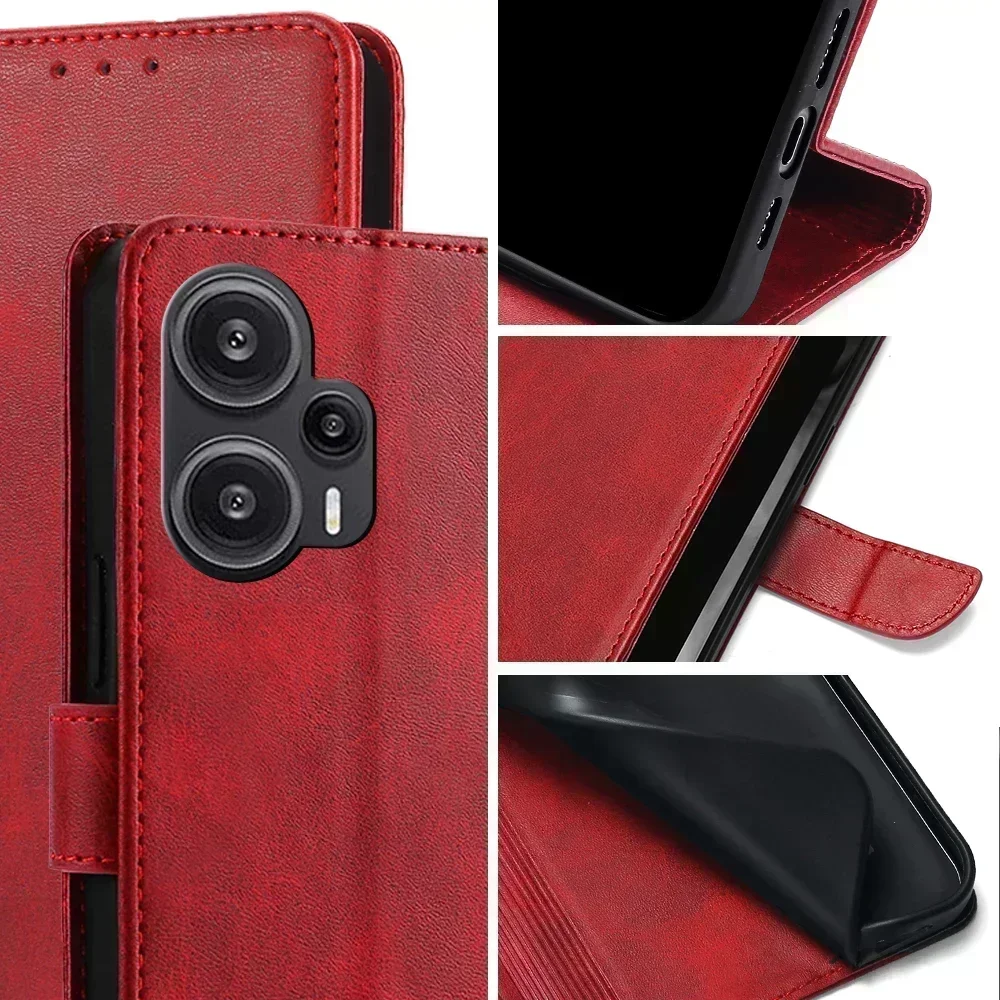 เคสโทรศัพท์มีกระดุมแม่เหล็กสำหรับ Xiaomi poco F5 F2 Pro F4 F3 GT C65 C51 F1มีกระเป๋าเงินเคสฝาพับพร้อมช่องใส่บัตร