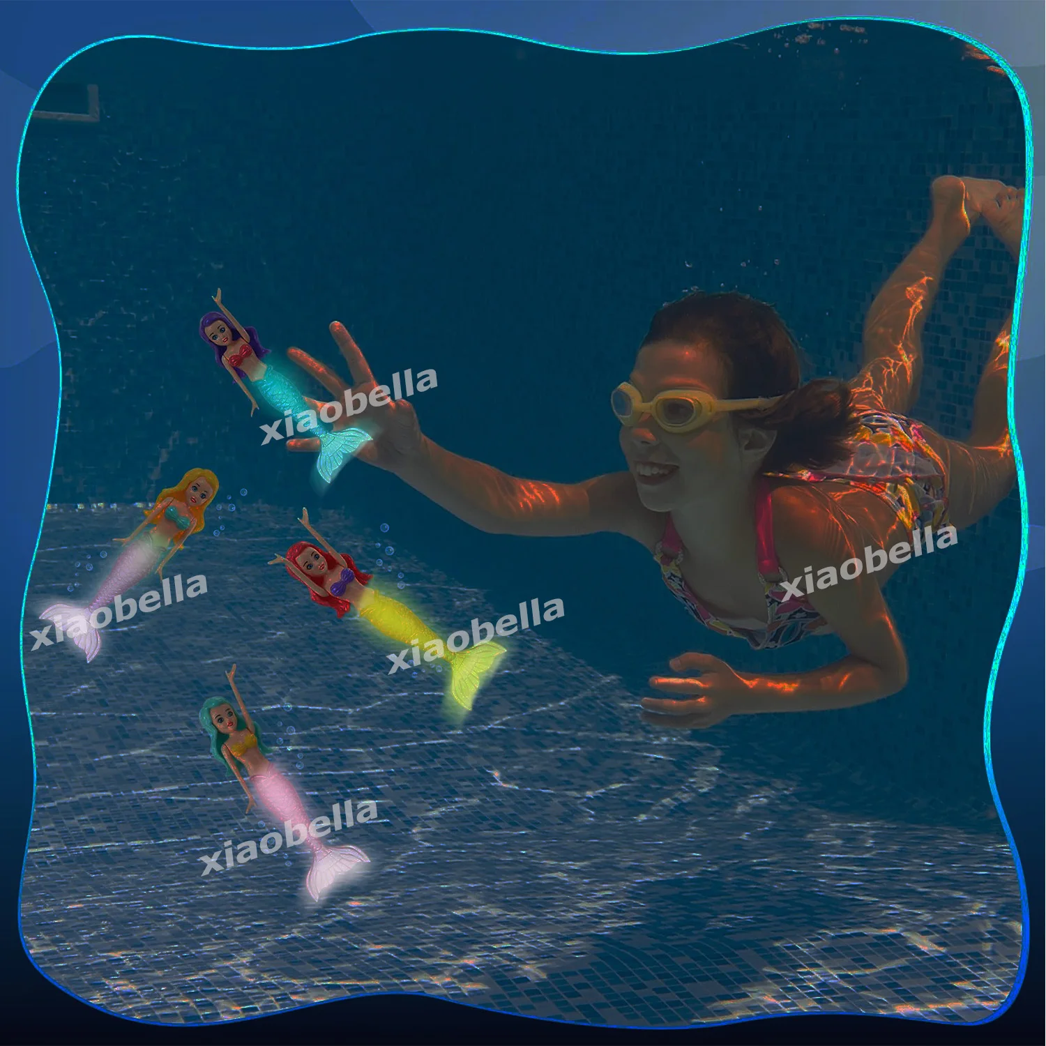 Set di 4 giocattoli da immersione a forma di sirena che si illuminano al buio, giochi da bagno e piscina all'aperto per bambini piccoli, ragazzi, ragazze, adolescenti e adulti