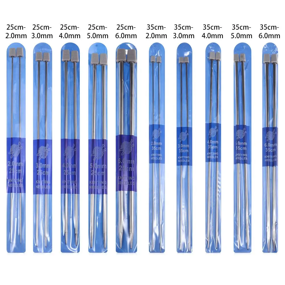 2 Buah/Set 25Cm/35Cm Benang DIY DIY Set Kerajinan Tenun Sweter Rajutan Logam Jarum Rajut Lurus Alat Rajut Kait Rajut