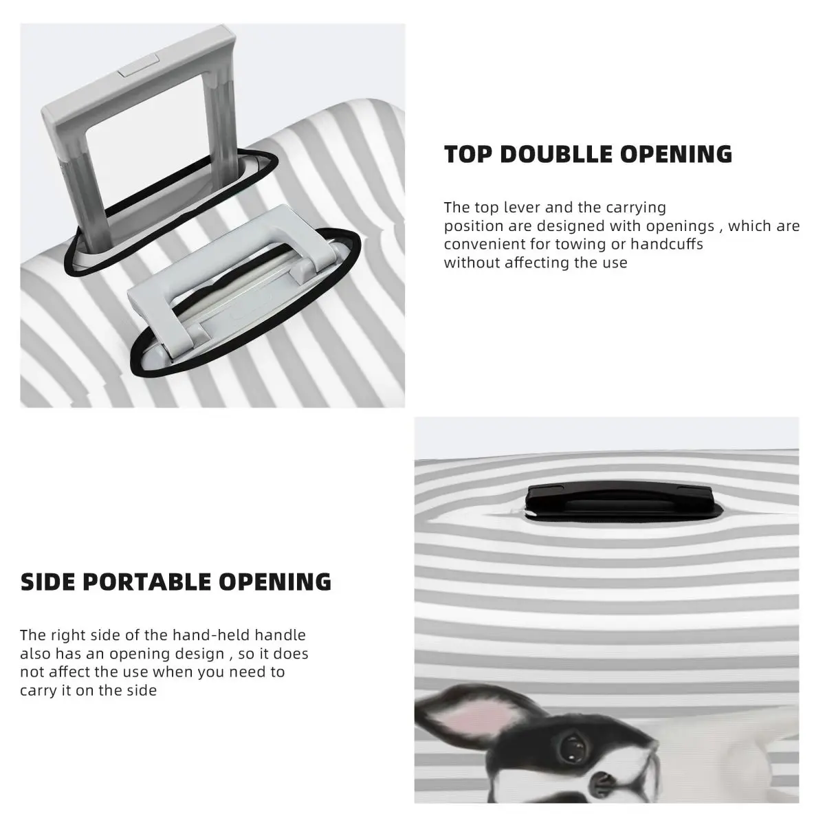 Boston Terrier Capa de proteção para mala de viagem elástica Capa protetora de bagagem para 18-32 polegadas