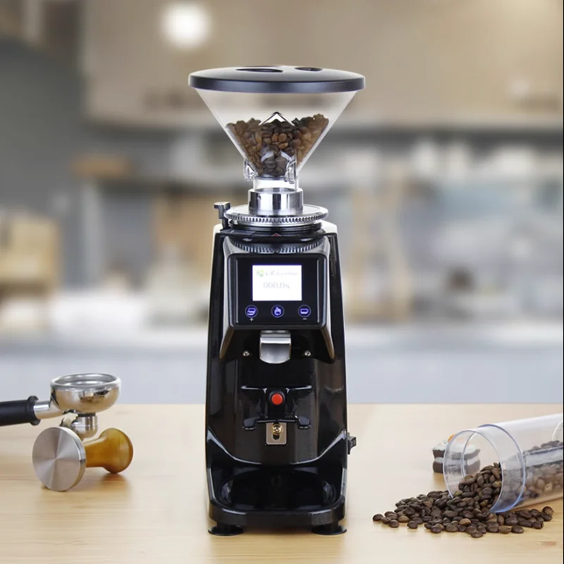 Electric Coffee Grinder Espresso Italian Flat Whetstone Miller Touch Panel Bean Crush Maker