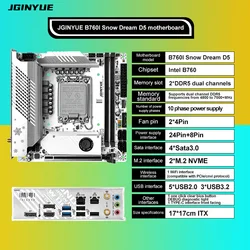 JGINYUE B760i Motherboard LGA 1700 Support Intel Core 12th 13th DDR5 Memory RAM Latest mini itx B760i-Snow Dream D5