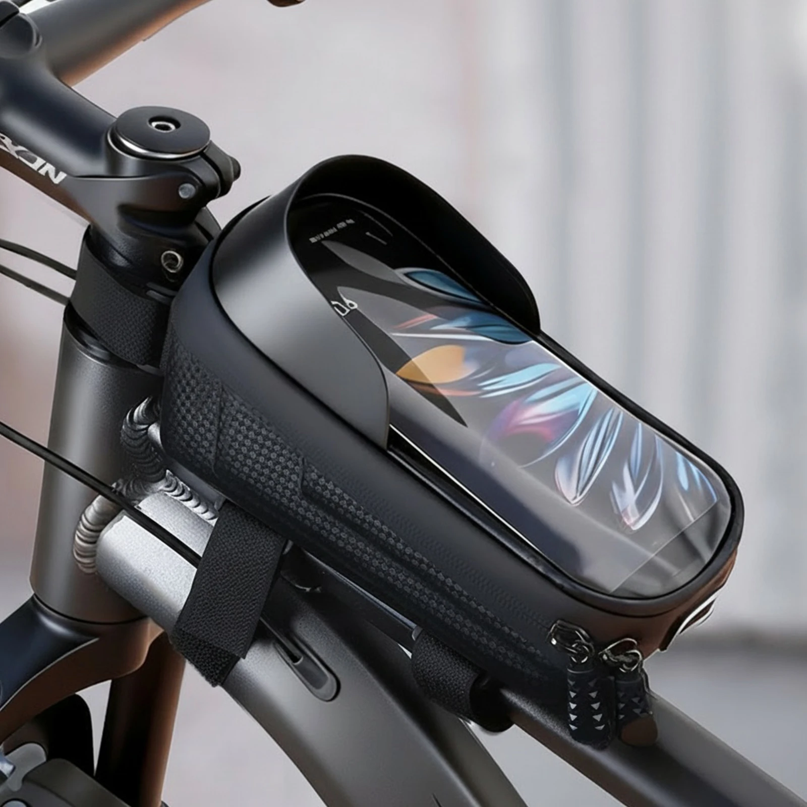 PU-Hartschalen-Lenkertasche für Mobiltelefone, Große Kapazität Fahrrad-Handyhalterung, Fahrrad-Oberrohrhalterung für MTB und Rennräder