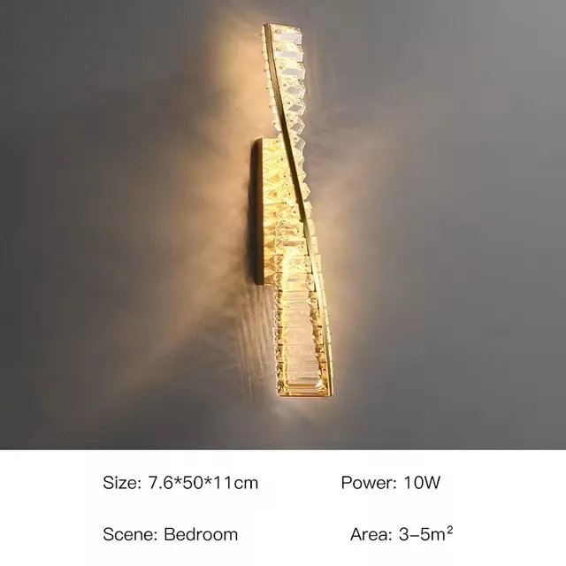 luxury crystal wall lamp for living room hall villa Stair TV background decoration led lighting Long strip gold sconces light