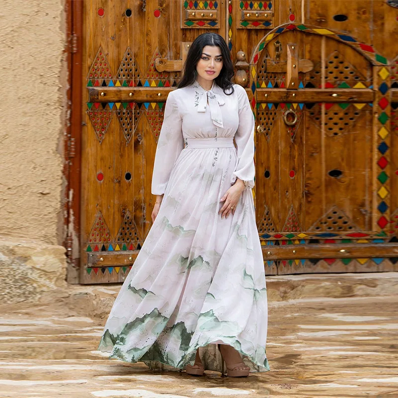 1364 модное платье с рукавами-фонариками и большим подолом, элегантное вечернее платье Kawaii, бандажное летнее платье 2025 года, халат, женское платье