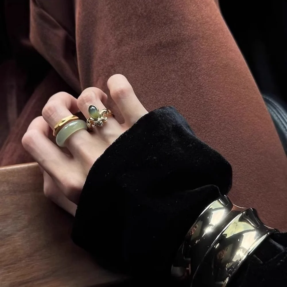 1pcs/Iris Flower Ring With High-End Feel,Layered New Chinese Style Open Ring,New Fashionable Design Ring
