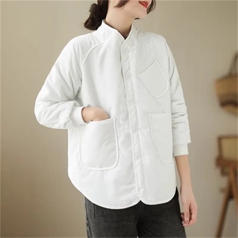 Manteau en coton léger pour femme, manteau court mince, loisirs, polyvalent, mode coréenne, automne, hiver, 2024