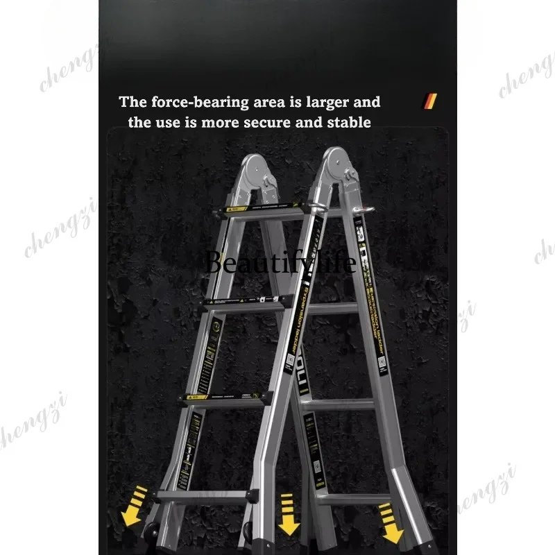 A81 Aluminum Alloy Telescopic Ladder Multifunctional Herringbone Design for Household and Engineering Applications